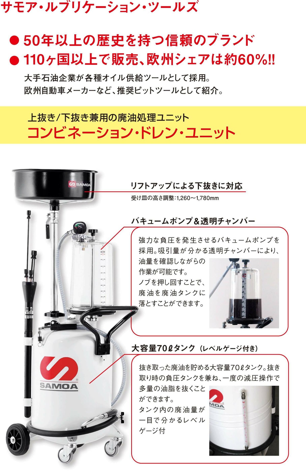 SAMOA サモア 廃油抜取ユニット 70L 上抜き下抜き兼用 廃油処理