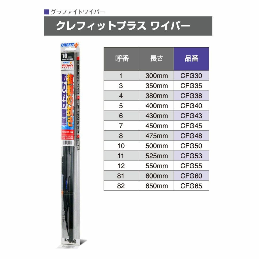 PIAA ワイパー ブレード 300mm クレフィットプラス グラファイトコーティングゴム 1本入 呼番1 CFG30