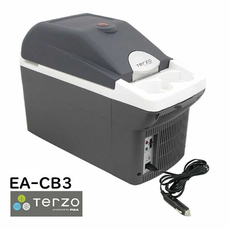 Terzo テルッツォ by PIAA 車載温冷庫 8L エクセルクール マルチ ホワイト×ダークグレー USB対応 ドリンクホルダー付 ペルチェ式 2年保証 EA-CB3