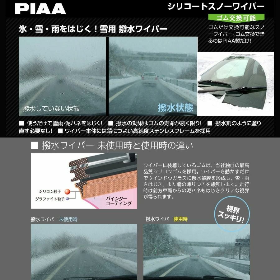 PIAA ワイパー 替えゴム 雪用 475mm シリコートスノー 特殊シリコンゴム 1本入 呼番8 WSCR48W WSCR48W ピア