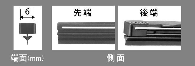 NWBグラファイト替えゴム500mmNR50GKN10本入り端面6mm金属レールなし
