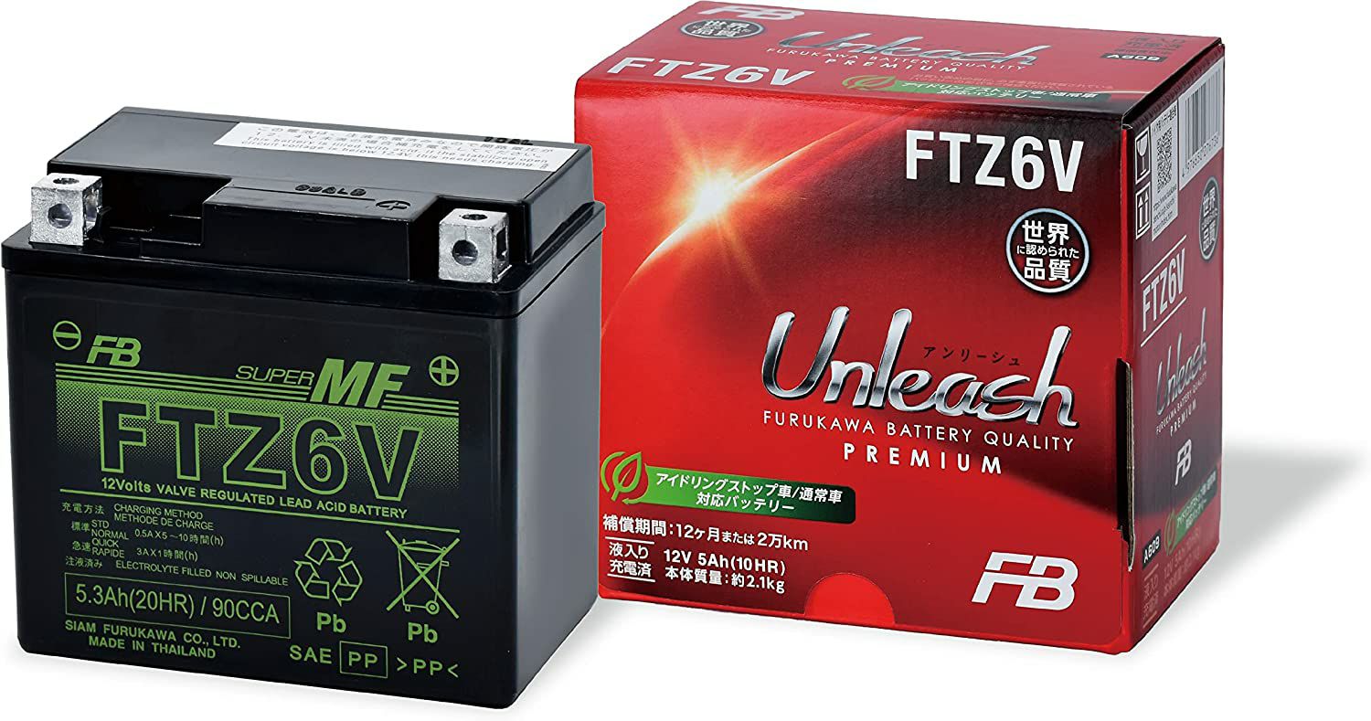 FTZ6V 古河電池 2輪用バッテリー Unleashシリーズ 液入り充電済み